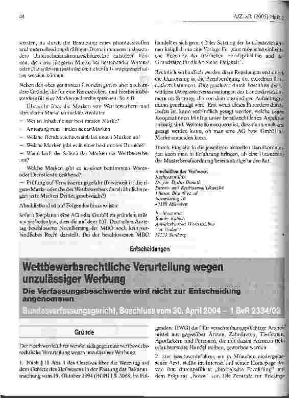 Vorschauseite 1: Wettbewerbsrechtliche Verurteilung wegen unzulässiger Werbung