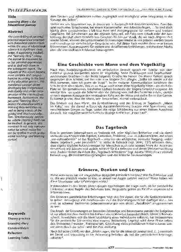 Vorschauseite 2: Lerntagebuch - zu einer Reise seiner Bildung