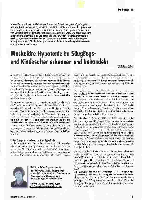 Vorschauseite 1: Muskuläre Hypotonie im Säuglingsund Kindesalter erkennen und behandeln