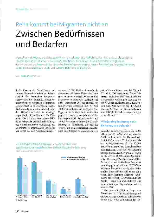 Vorschauseite 1: Reha kommt bei Migranten nicht an Zwischen Bedürfnissen und Bedarfen