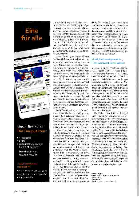 Vorschauseite 3: Reha kommt bei Migranten nicht an Zwischen Bedürfnissen und Bedarfen