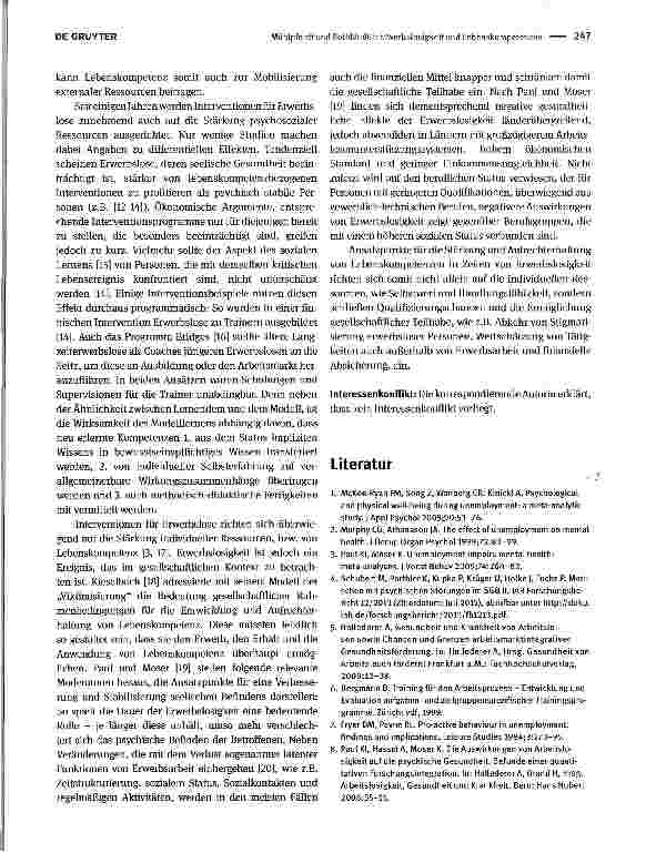 Vorschauseite 2: Erwerbslosigkeit und Lebenskompetenzen