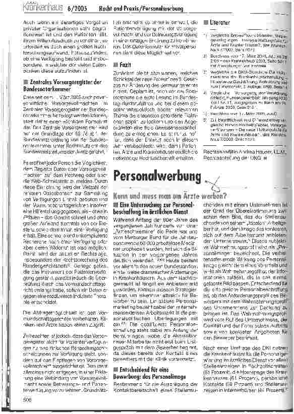 Vorschauseite 1: Kann und muss man um Ärzte werben?Eine Untersuchung zur Personalbeschaffung im ärztlichen Dienst