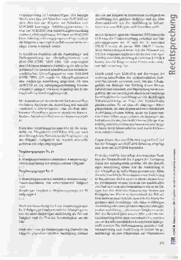 Vorschauseite 2: Eingruppierung von Altenpfleger/innen nach BAT-KF bei Dreijährige Ausbildung