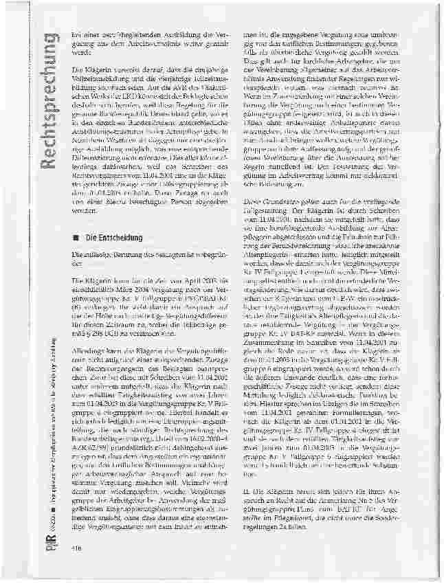 Vorschauseite 3: Eingruppierung von Altenpfleger/innen nach BAT-KF bei Dreijährige Ausbildung