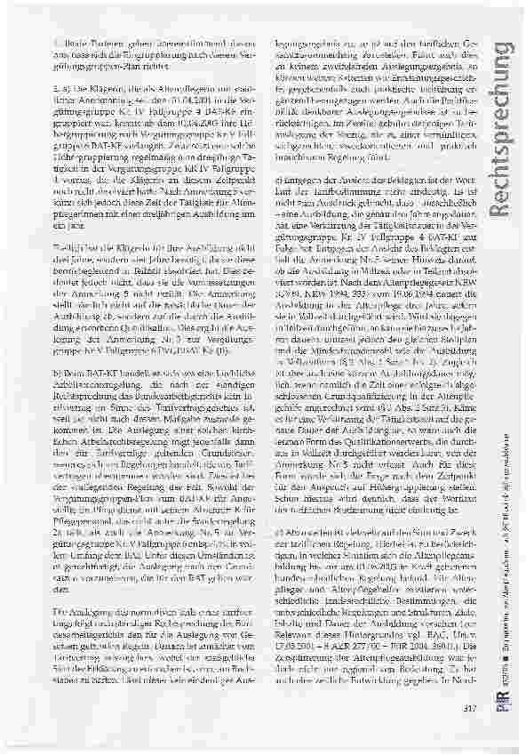 Vorschauseite 4: Eingruppierung von Altenpfleger/innen nach BAT-KF bei Dreijährige Ausbildung