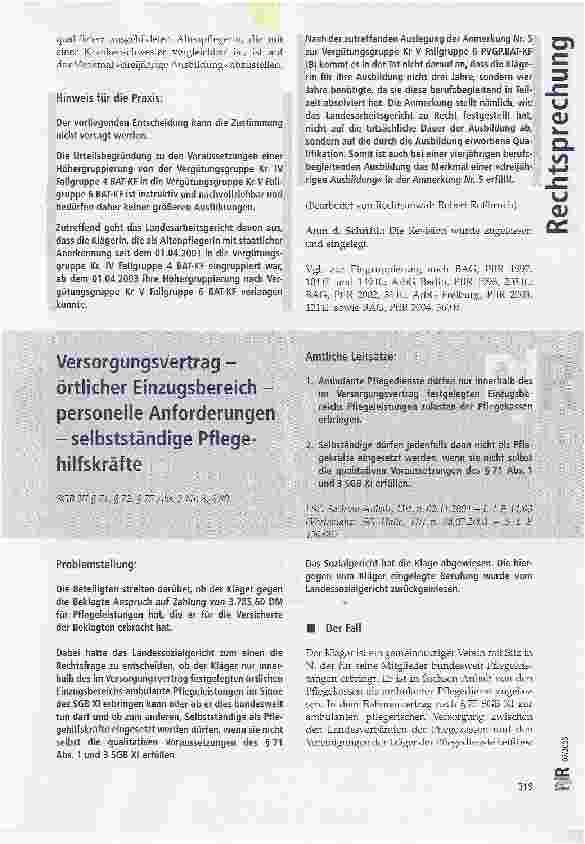 Vorschauseite 6: Eingruppierung von Altenpfleger/innen nach BAT-KF bei Dreijährige Ausbildung