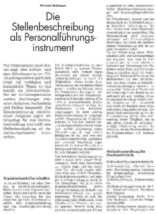 Vorschauseite 1: Die Stellenbeschreibung als Personalführungsinstrument
