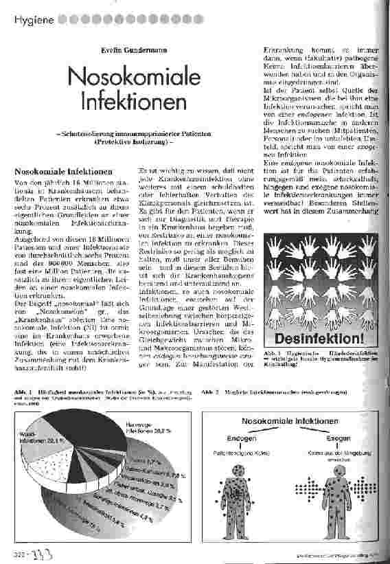 Vorschauseite 1: Nosokomiale Infektionen Schutzisolierung immunsupprimierter Patienten (Protektive Isolierung)
