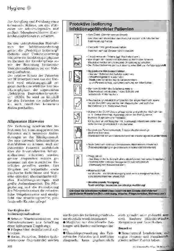 Vorschauseite 3: Nosokomiale Infektionen Schutzisolierung immunsupprimierter Patienten (Protektive Isolierung)