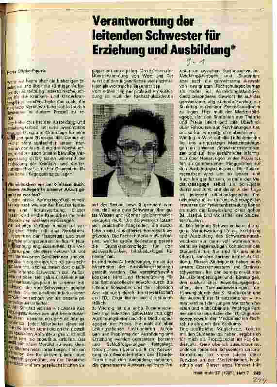Vorschauseite 1: Verantwortung der leitenden Schwester für Erziehung und Ausbildung