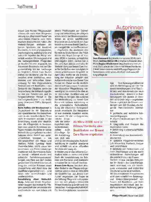Vorschauseite 2: Pflegerische SpezialisierungBreast Care Nurse