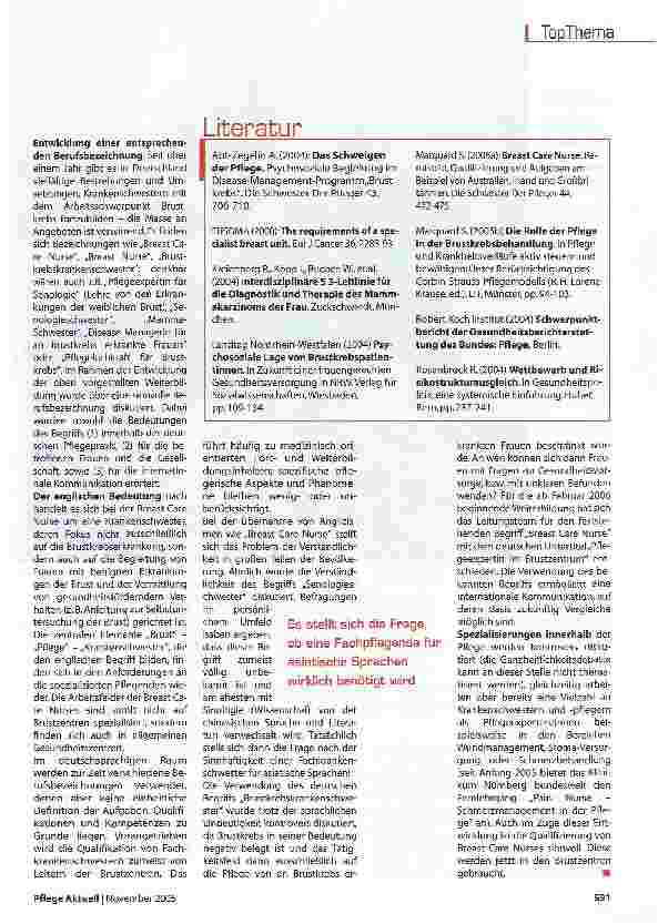 Vorschauseite 3: Pflegerische SpezialisierungBreast Care Nurse