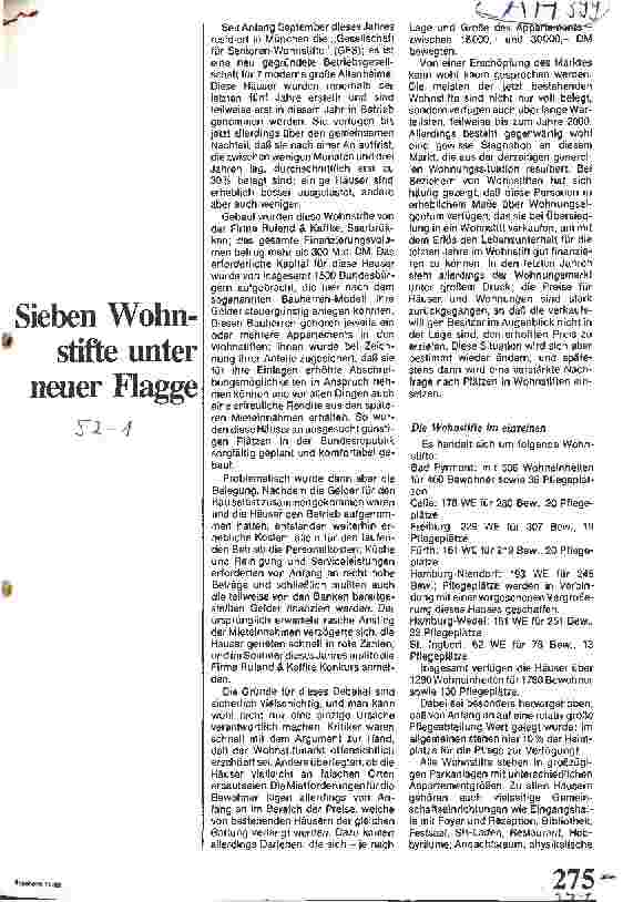 Vorschauseite 1: Sieben Wohnstifte unter neuer Flagge