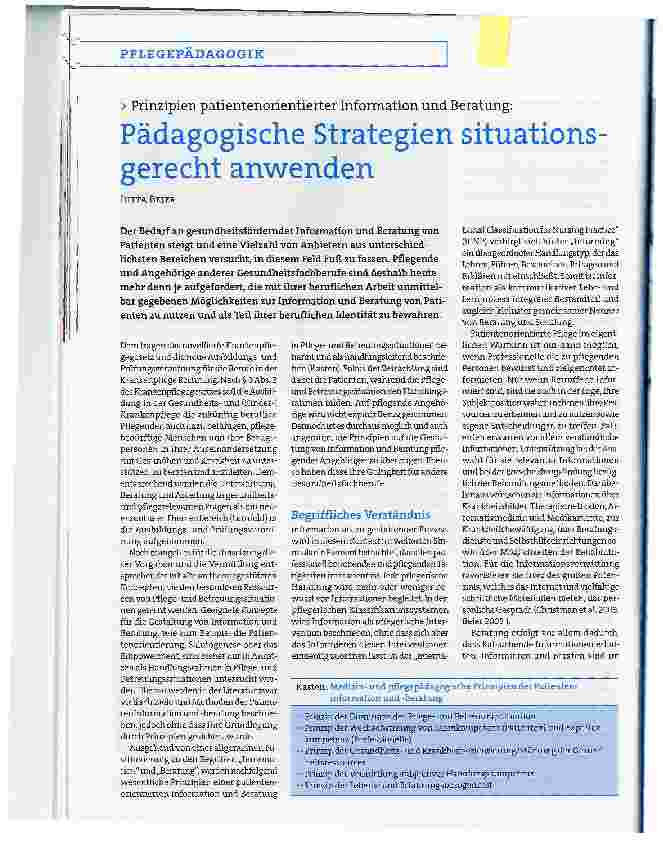 Vorschauseite 1: Prinzipien patientenorientierter Information und Beratung:Pädagogische Strategien situationsgerecht anwenden