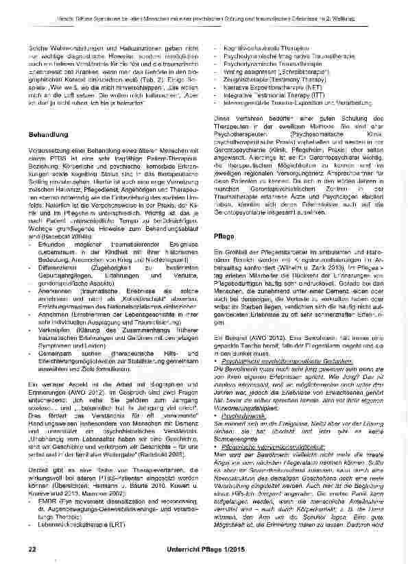 Vorschauseite 5: Diffuse Symptome bei alten Menschen mit einer psychischen Störung: Bedingt durch traumatische Erlebnisse im 2. Weltkrieg?