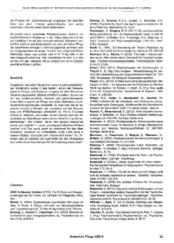 Vorschauseite 6: Diffuse Symptome bei alten Menschen mit einer psychischen Störung: Bedingt durch traumatische Erlebnisse im 2. Weltkrieg?