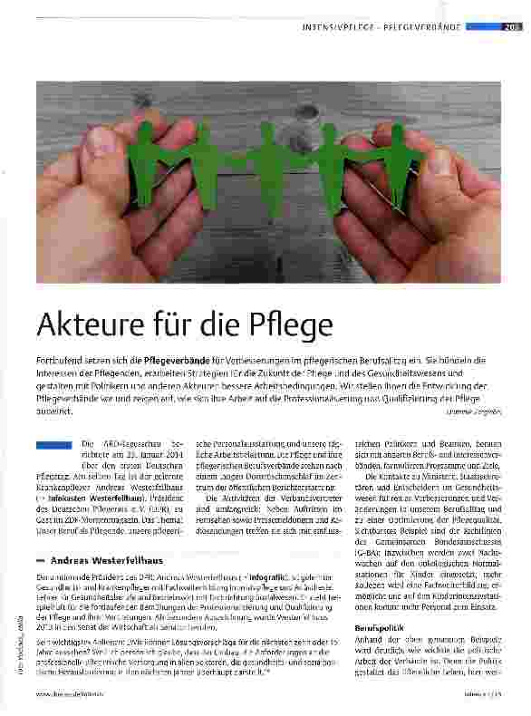 Vorschauseite 1: Akteure für die Pflege