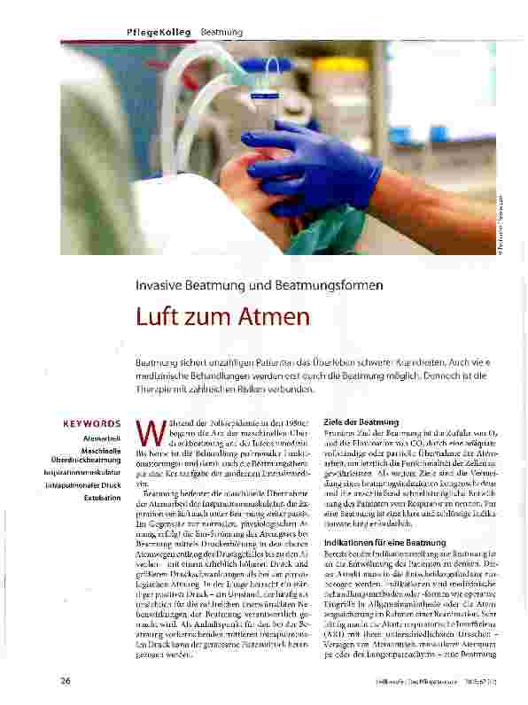 Vorschauseite 1: Invasive Beatmung und Beatmungsformen Luft zum Atmen