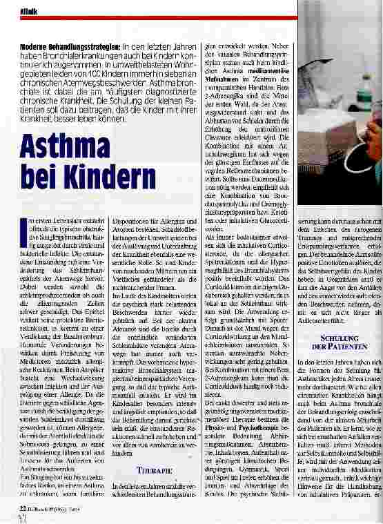 Vorschauseite 1: Asthma bei Kindern Moderne Behandlungsstrategien