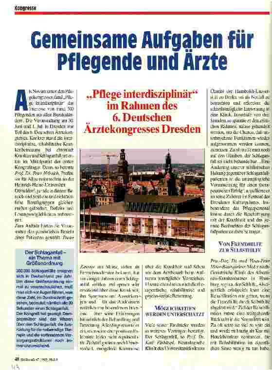 Vorschauseite 1: Gemeinsame Aufgaben für Pflegende und Ärzte Pflege interdisziplinär im Rahmen des 6. Deutschen Ärztekongresses Dresden