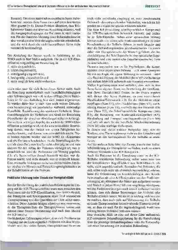 Vorschauseite 5: Konstruktion und Praxiserprobung einer ICF-orientierten Therapiezielliste und Outcome-Messung in der ambulanten Neurorehabilitation