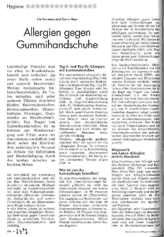 Vorschauseite 1: Allergien gegen Gummihandschuhe