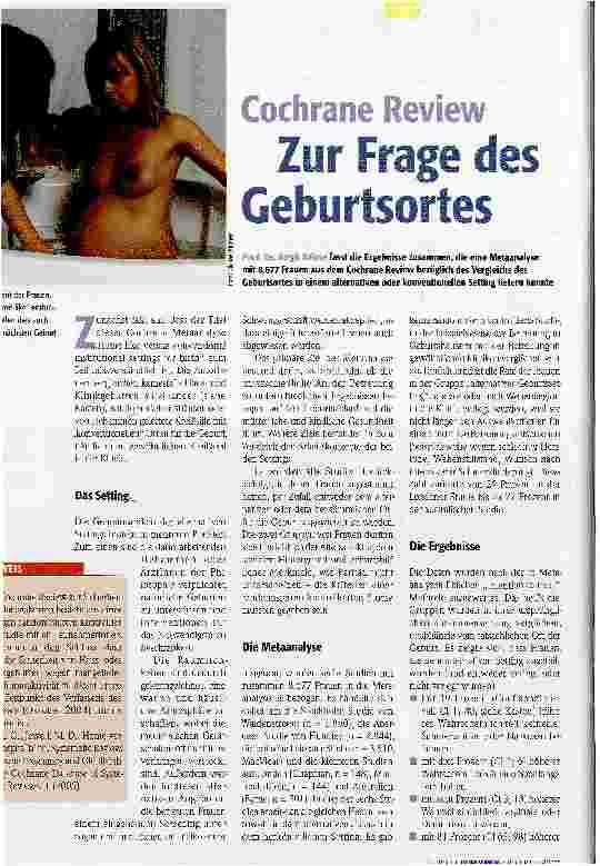 Vorschauseite 1: Cochrane Review. Zur Frage des Geburtsortes