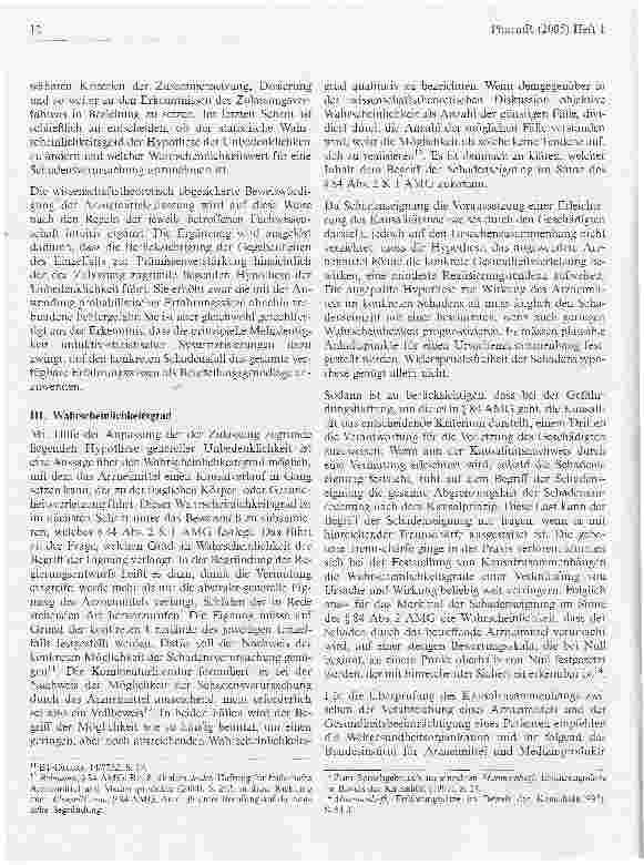 Vorschauseite 4: Schadenseignung als Voraussetzung der Kausalitätsvermutung im Sinnedes § 84 Abs. 2 AMG
