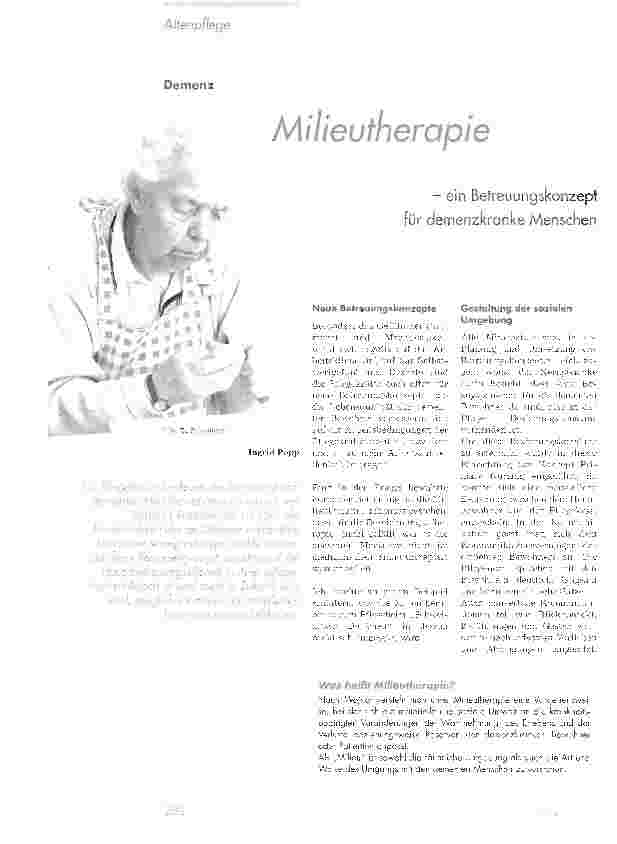 Vorschauseite 1: Milieutherapie - ein Betreuungskonzept für demenzkranke Menschen