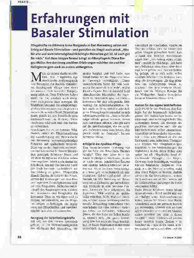 Vorschauseite 1: Erfahrungen mit Basaler Stimulation