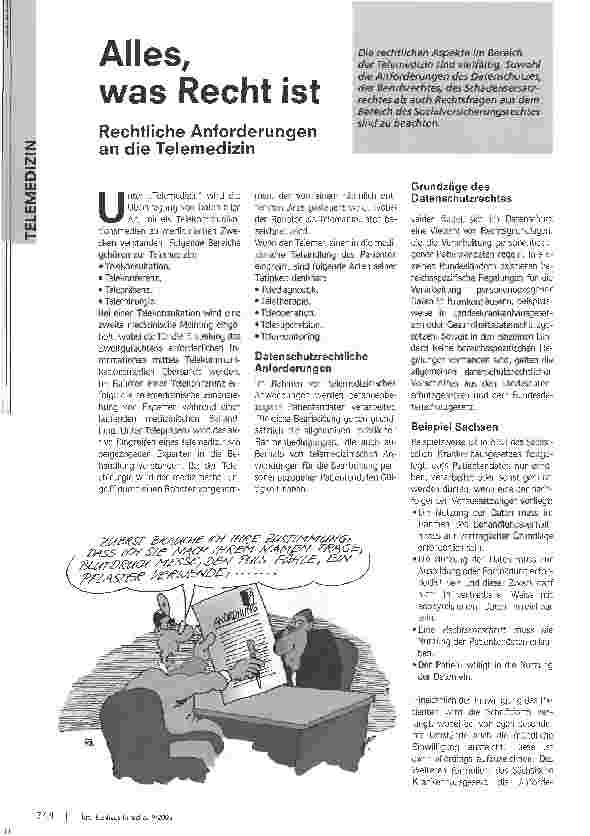 Vorschauseite 1: Alles, was Recht istRechtliche Anforderungen an die Telemedizin