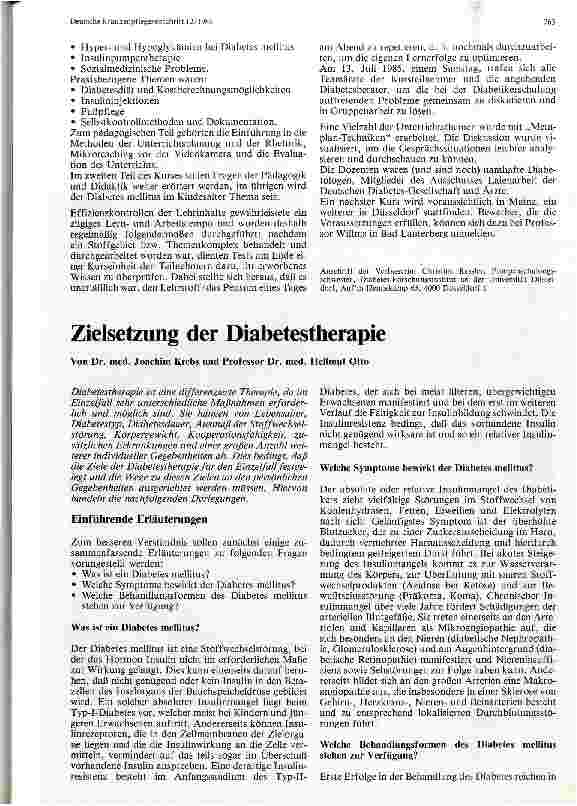 Vorschauseite 1: Zielsetzung der Diabetestherapie