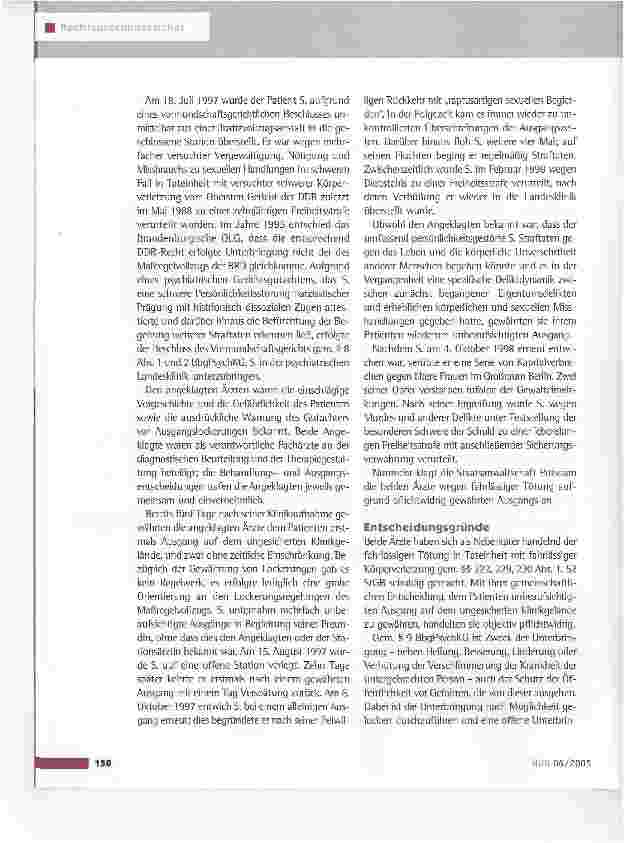 Vorschauseite 2: Fahrlässige Tötung wegen pflichtwidrig gewährten Ausgangs