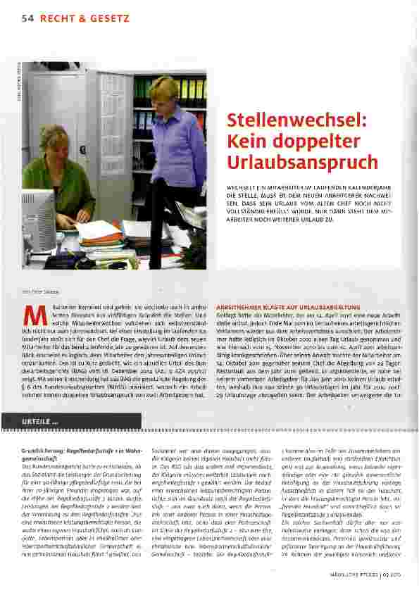 Vorschauseite 1: Stellenwechsel: Kein doppelter Urlaubsanspruch