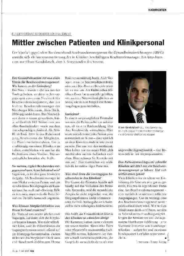 Vorschauseite 1: Mittler zwischen Patienten und Klinikpersonal