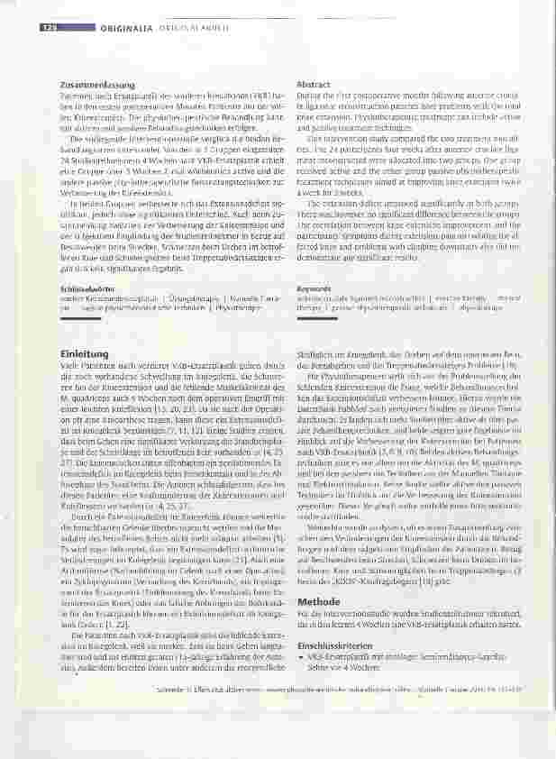 Vorschauseite 2: Effektivität aktiver versus passiver physiotherapeutischer Behandlungstechniken zur Verbesserung der Knieextension nach vorderer Kreuzbandersatzplastik