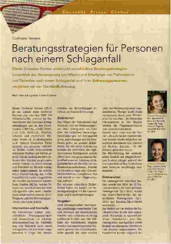 Vorschauseite 1: Beratungsstrategien für Personen nach einem Schlaganfall