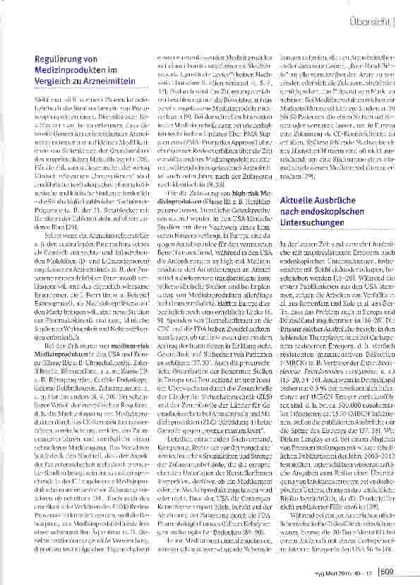 Vorschauseite 4: Dysbalance zwischen Marktregulierung von Medizinprodukten und Patientensicherheit? Lehren aus den aktuellen Ausbrüchen nach Untersuchungen mit Seitblickduodenoskopen