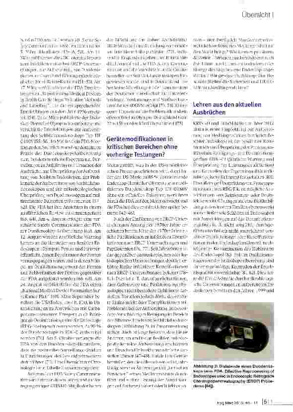 Vorschauseite 6: Dysbalance zwischen Marktregulierung von Medizinprodukten und Patientensicherheit? Lehren aus den aktuellen Ausbrüchen nach Untersuchungen mit Seitblickduodenoskopen