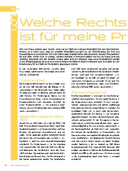 Vorschauseite 1: Welche Rechtsform ist für meine Praxis geeignet?