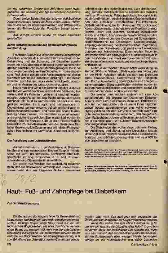 Vorschauseite 1: Haut-, Fußund Zahnpflege bei Diabetikern