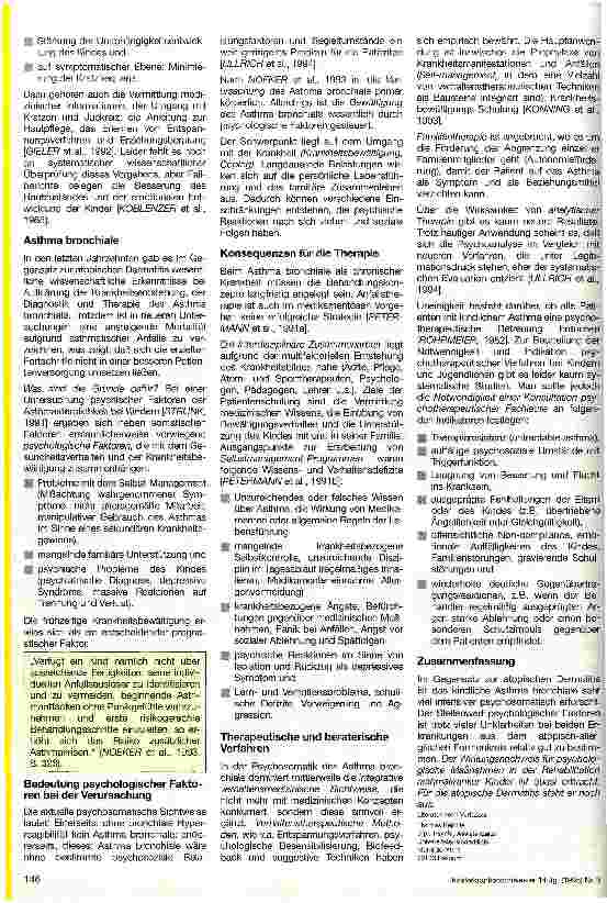Vorschauseite 2: Psychologische und psychiatrische Aspekte chronisch allergischer Erkrankungen im Kindesund Jugendalter