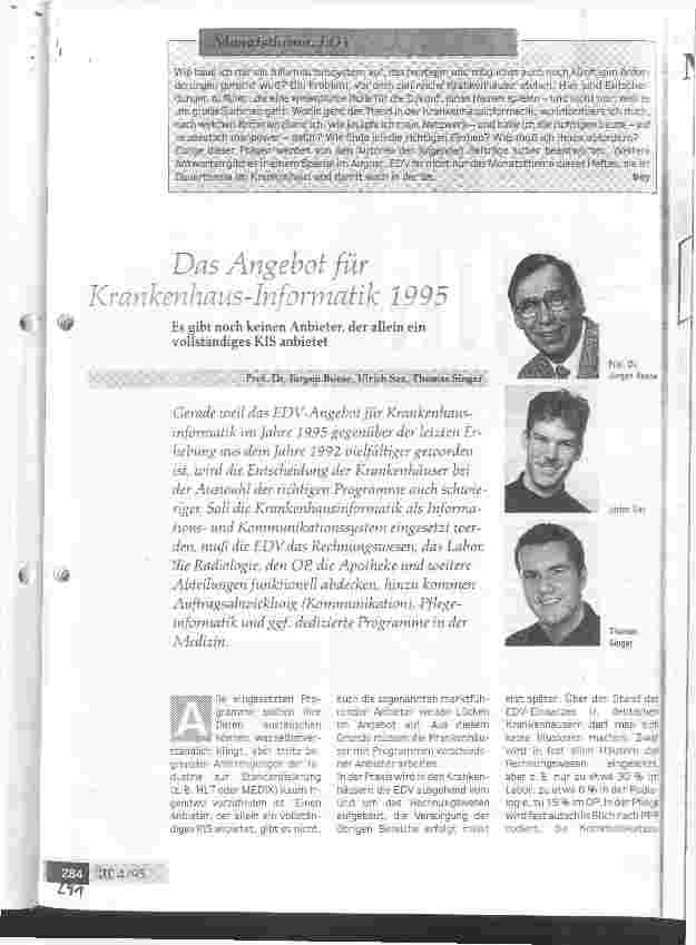 Vorschauseite 1: Das Angebot für Krankenhaus-Informatik 1995