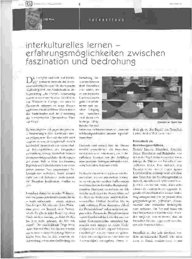 Vorschauseite 1: interkulturelles lernen -erfahrungsmöglichkeiten zwischen faszination und bedrohung