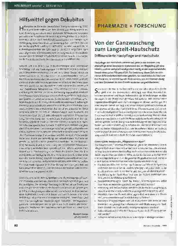 Vorschauseite 1: Von der Ganzwaschung zum Langzeit-HautschutzDifferenzierte Hautpflege und Hautschutz