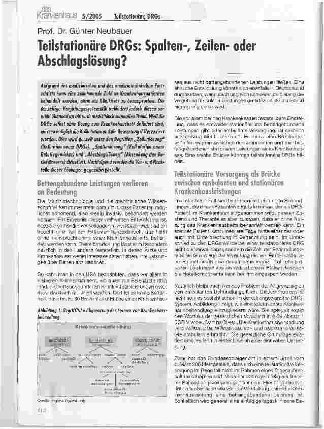 Vorschauseite 1: Teilstationäre DRGs: Spalten-, Zeilenoder Abschlagslösung?