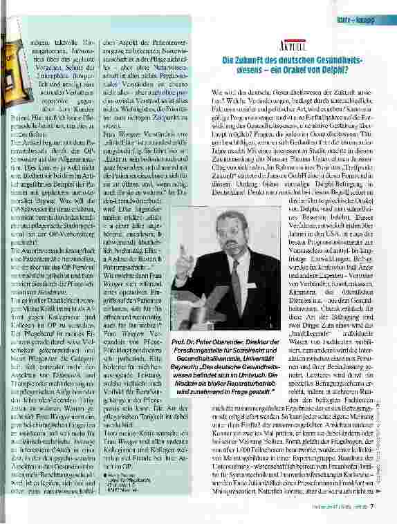 Vorschauseite 1: Die Zukunft des deutschen Gesundheitswesens - ein Orakel von Delphi?