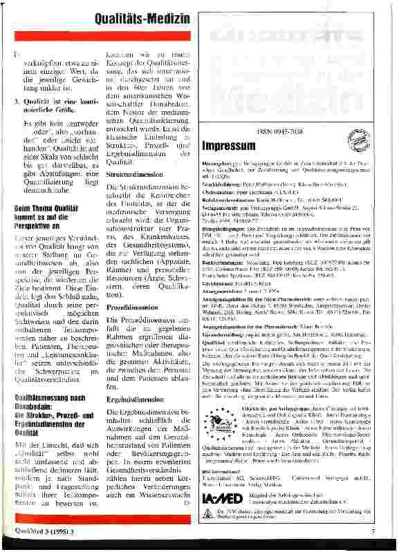 Vorschauseite 2: Ist Qualität in der Medizin meßbar?