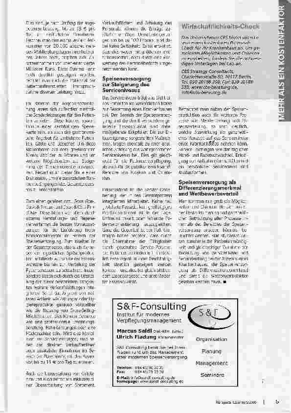 Vorschauseite 3: Mehr als ein KostenfaktorPotenziale der Speisenversorgung im Krankenhaus